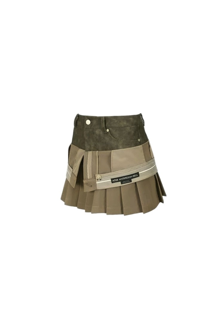 Andersson Bell Layered Pleated Mini Skirt With Suede-Like Texture