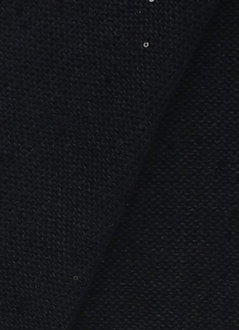 Antonelli Firenze Rectangular Black Wool Blend Scarf With Subtle Sparkle