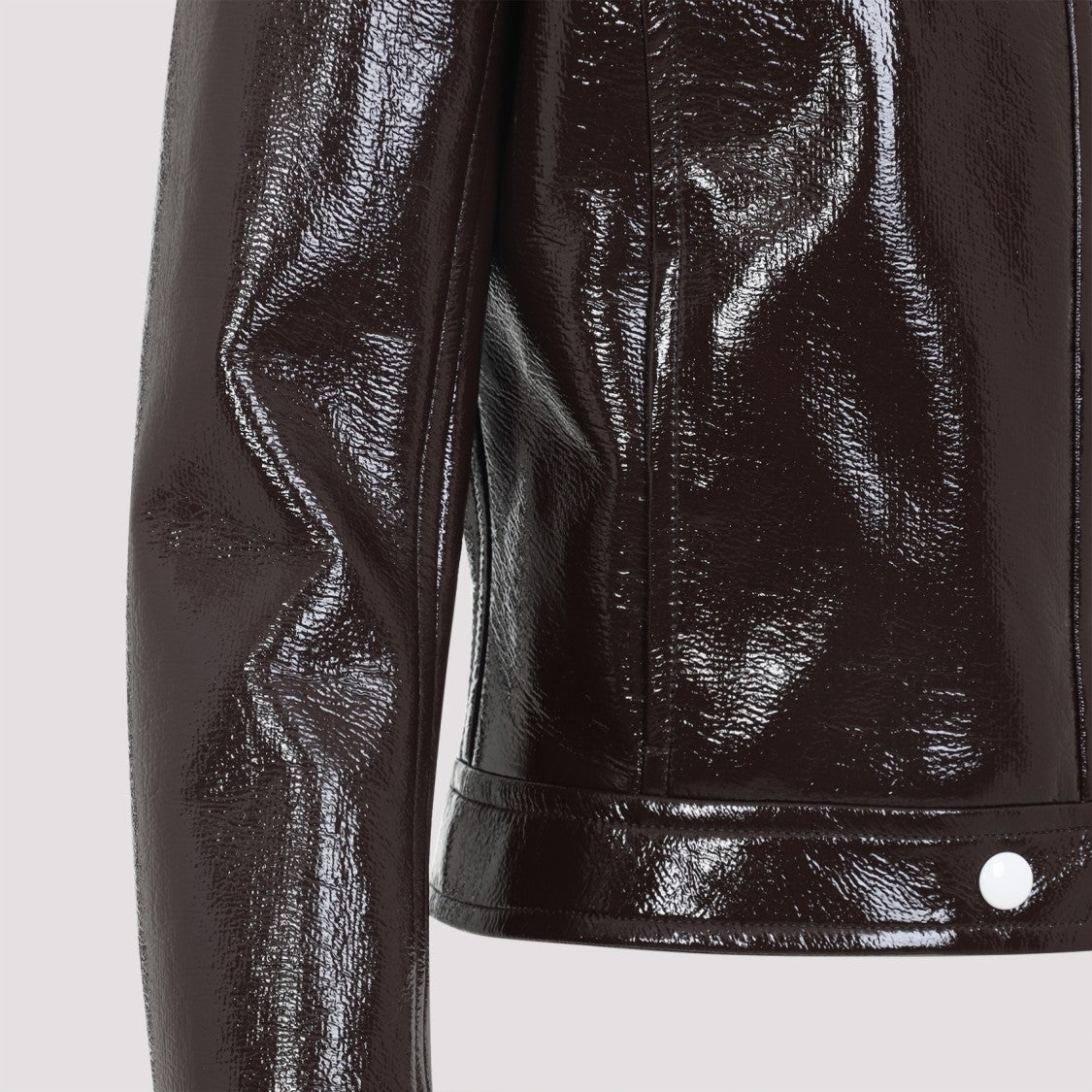 Courrèges Patent-Finish Structured Jacket With Classic Collar