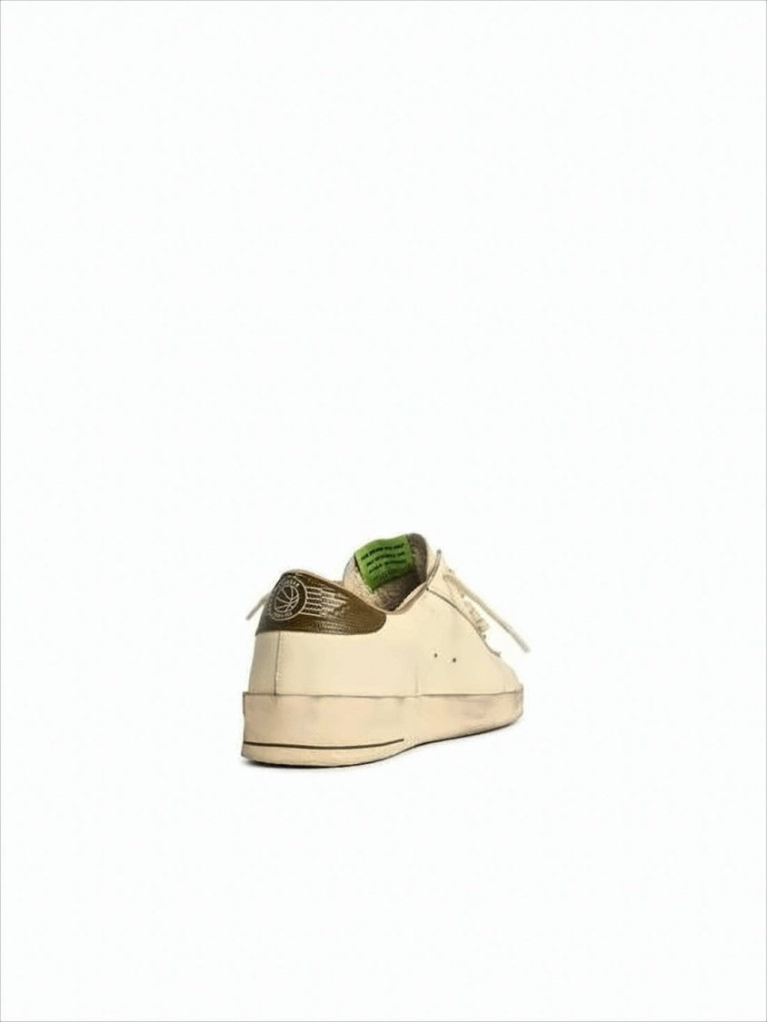 Golden Goose Beige Leather Low-Top Sneakers With Dark Star Emblem