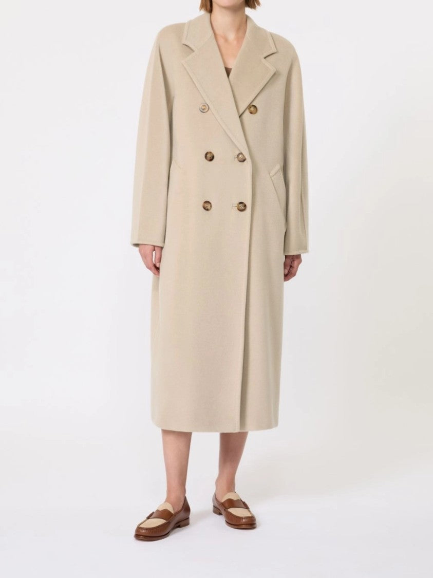 Max Mara Neutral Beige Madame Double-Breasted Long Coat