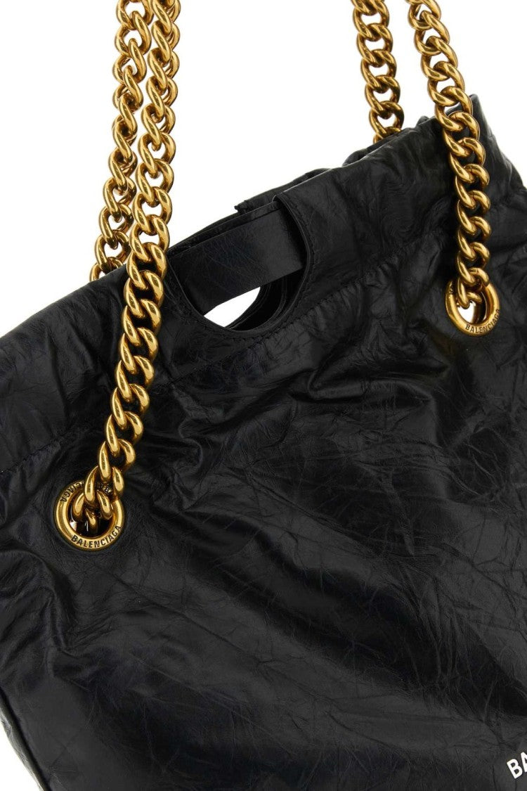 Balenciaga Glossy Calf Leather Tote Bag With Gold-Chain Handle