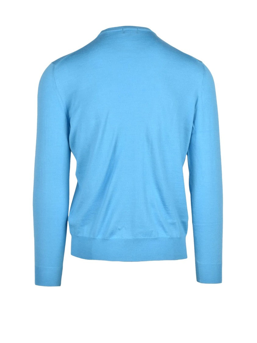 Drumohr Light Blue Cashmere-Blend Crewneck Sweater