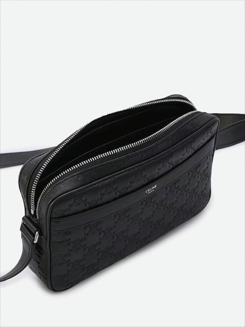 Celine Embossed Calf Leather Crossbody Bag With Adjustable Strap