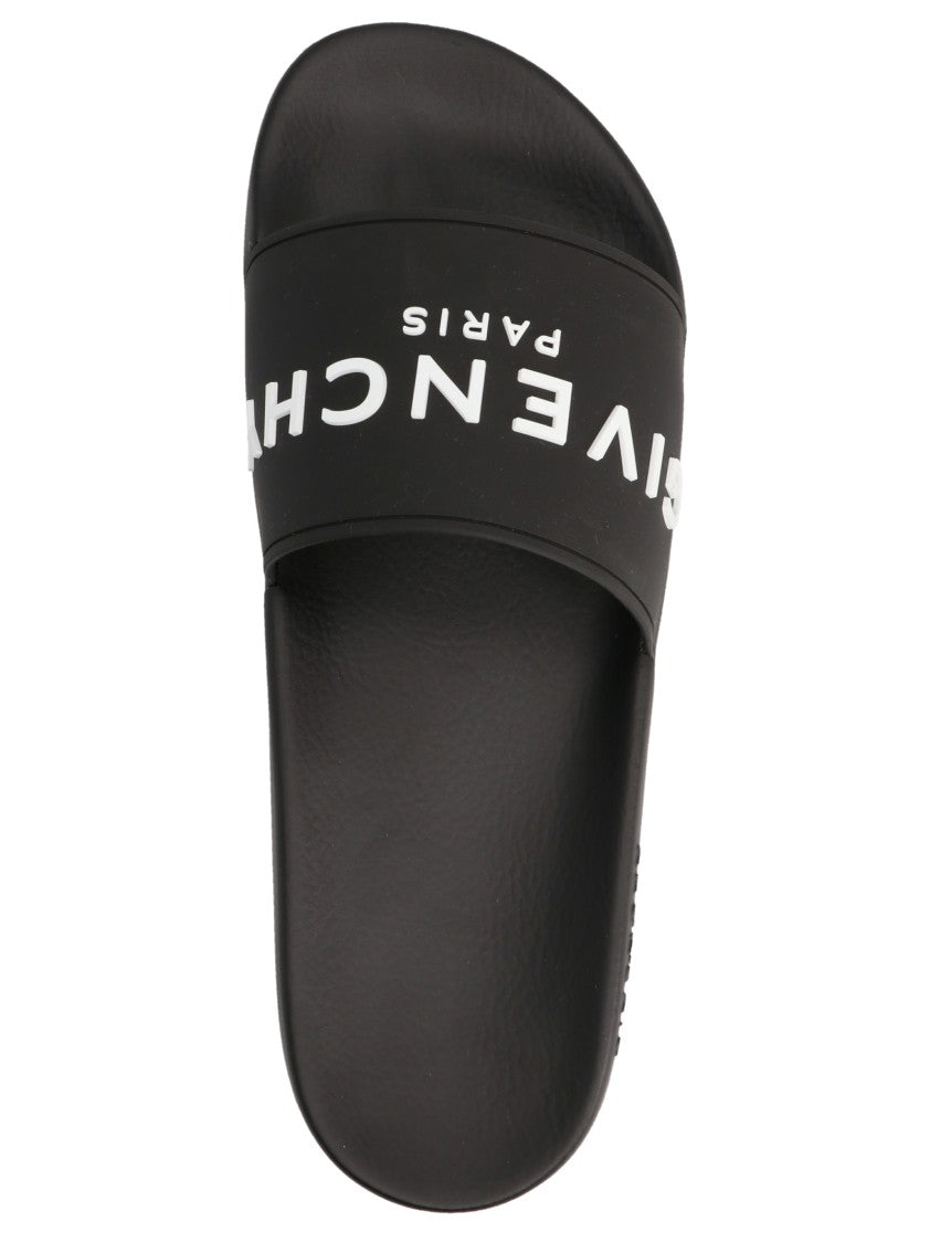 Givenchy Black Rubber Slides With Bold Logo