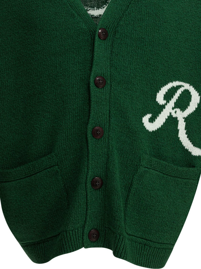 Polo Ralph Lauren Deep Green Cardigan With V-Neckline And Signature Details