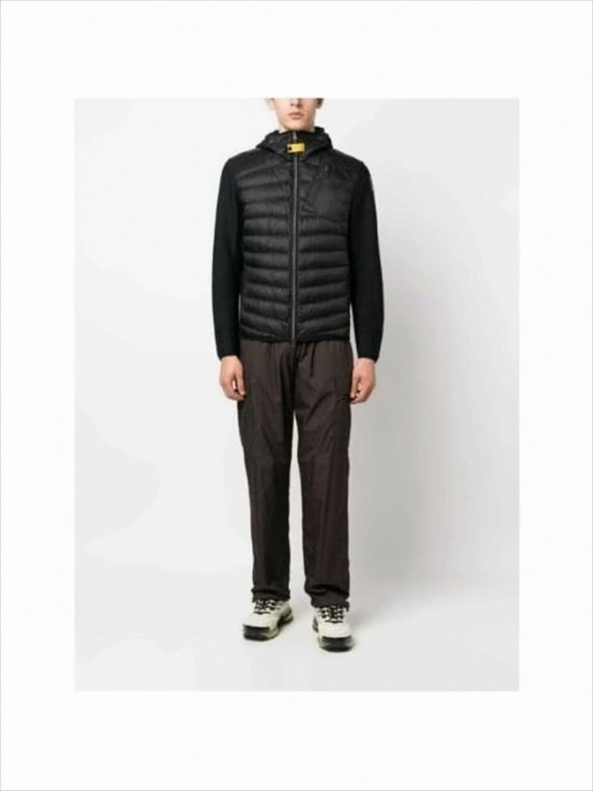 Parajumpers Quilted Black Insulated Jacket With Textured Sleeves