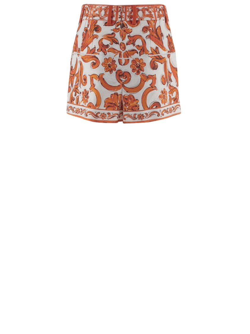 Dolce & Gabbana Majolica Print Stretch Cotton Shorts