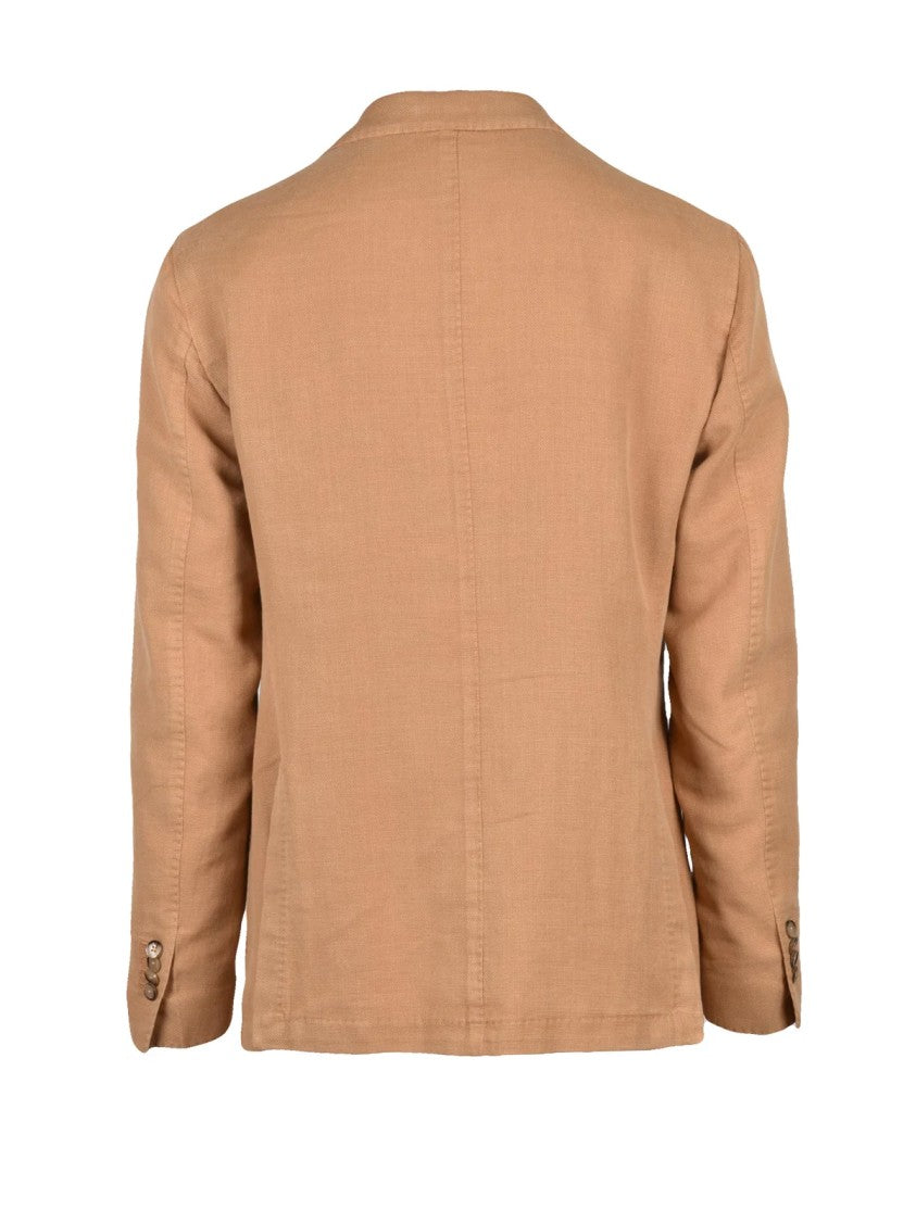 L.B.M. 1911 Beige Cotton Ramie Rounded Blazer Jacket