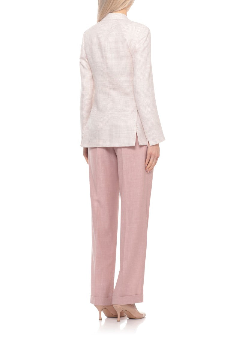 Lardini White Prince Of Wales Linen-Wool Blazer