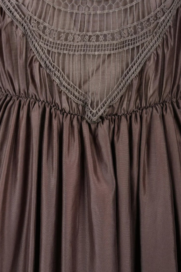 Souvenir Long Embroidered Dress - Brown