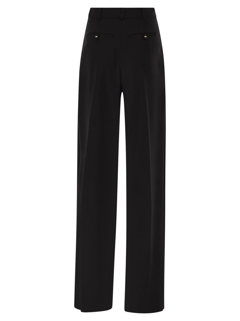 Elisabetta Franchi Crepe Trousers With Satin Details