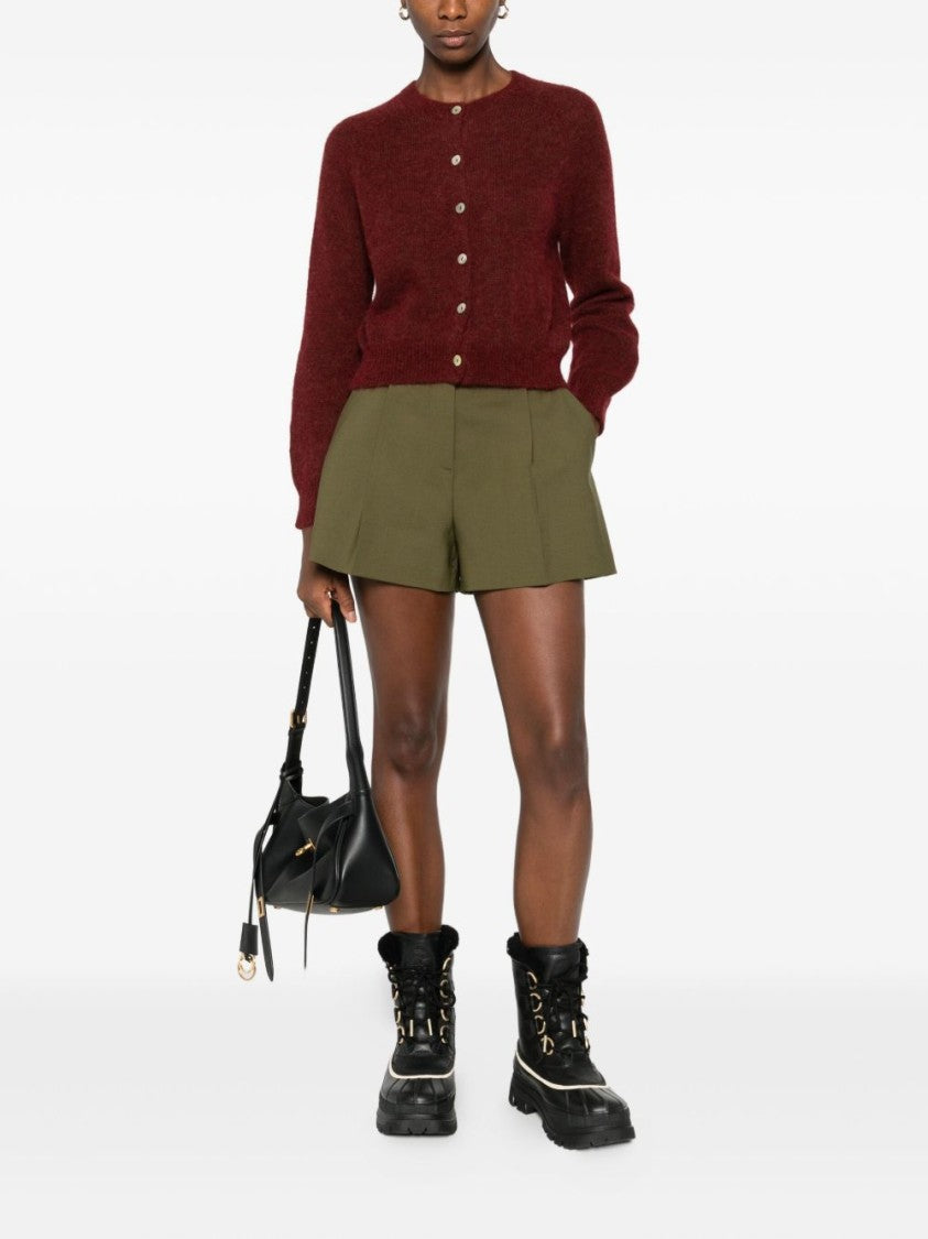 Msgm Tailored Green Shorts With High Waist