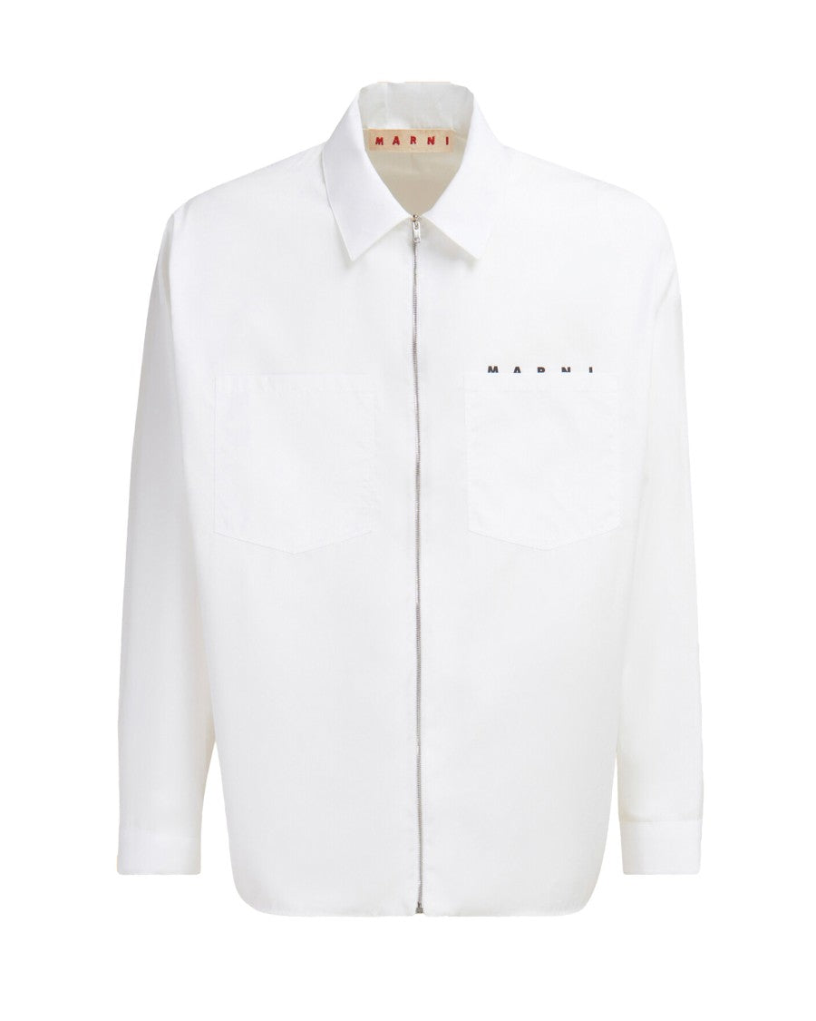 Marni White Zip-Up Shirt