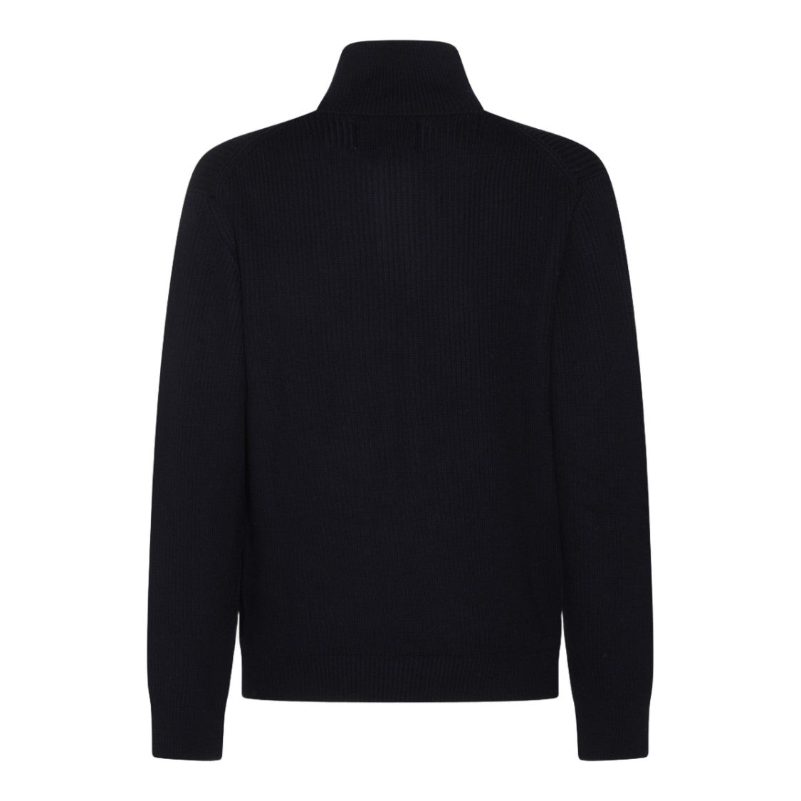 Seven Gauge Ribbed Knit Sweater With Full-Length Silver Zipper