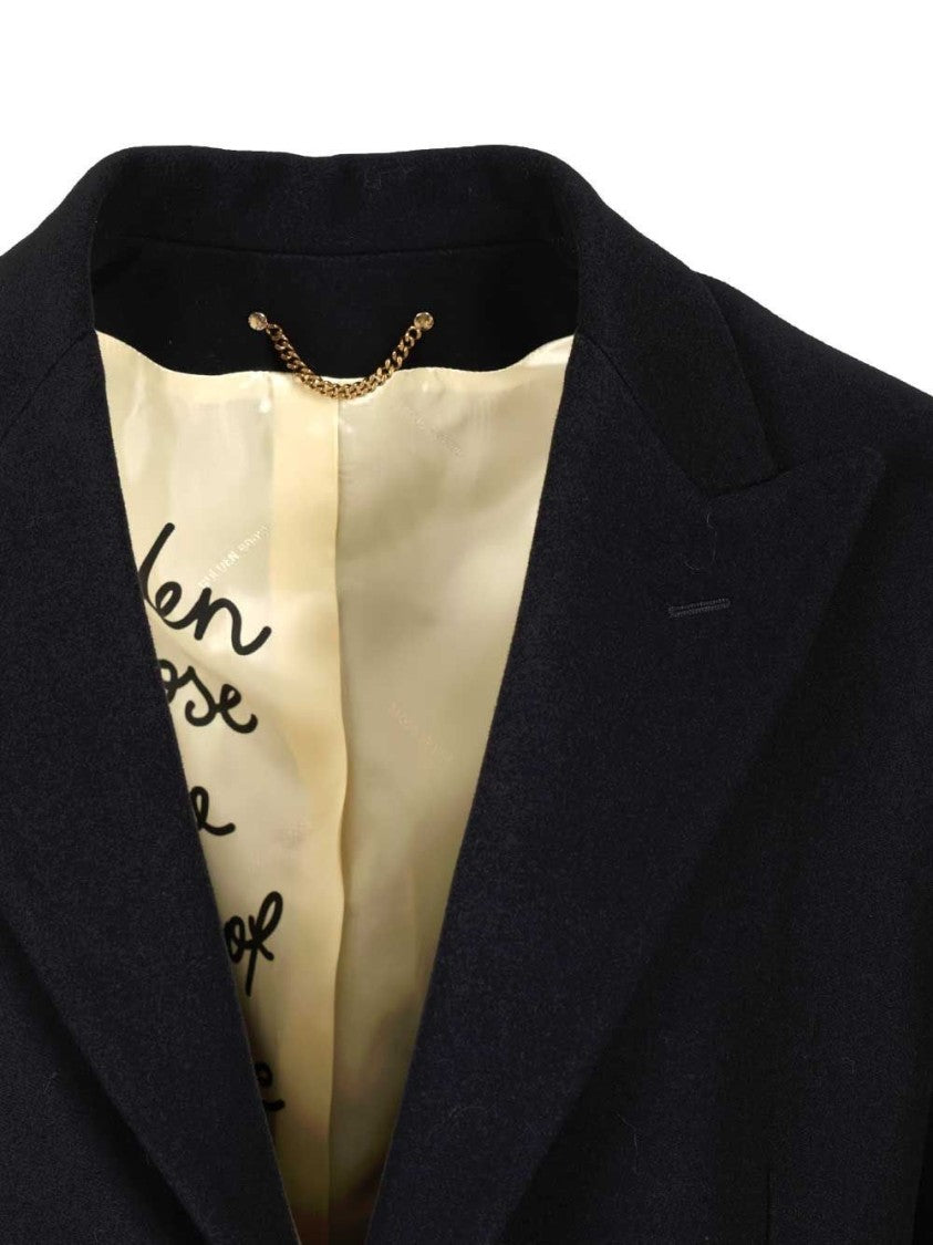 Golden Goose Single-Breasted Tailored Coat In Refined Blue Fabric