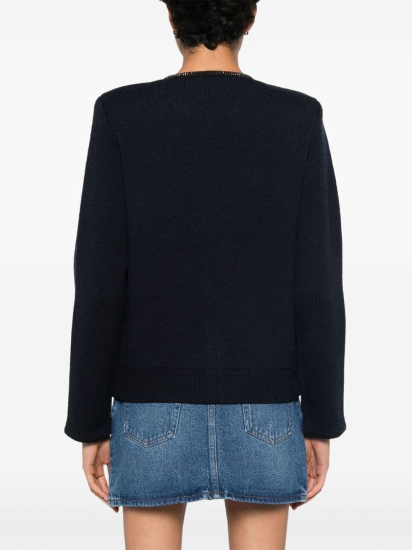 Self-Portrait Embellished Knitted Cardigan