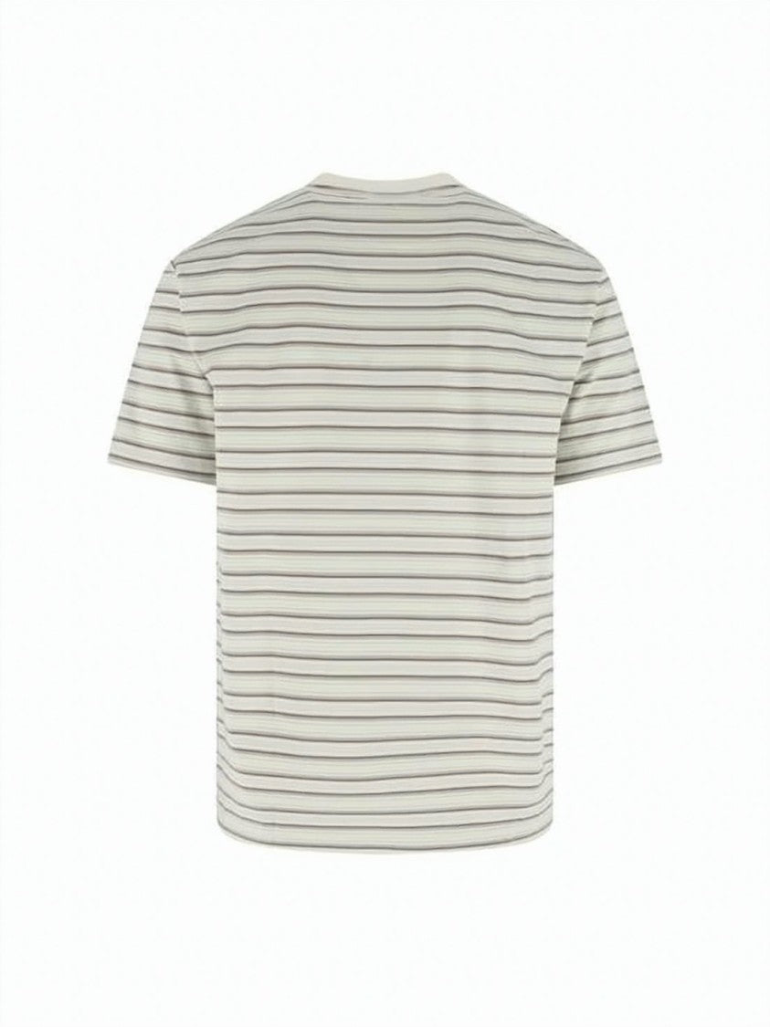 Auralee Crew Neck Striped T-Shirt In Lightweight Cotton