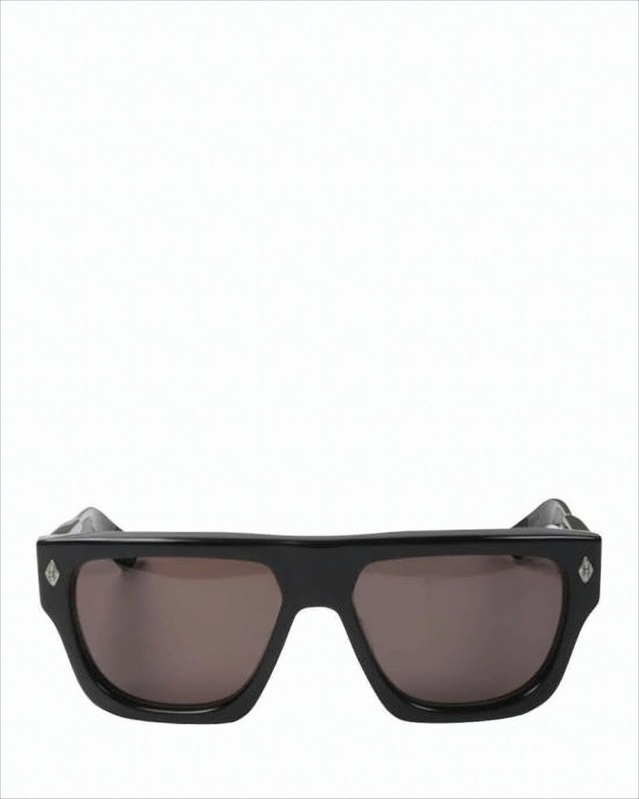 Chrome Hearts Rectangular Black Acetate Sunglasses With Silver Accents