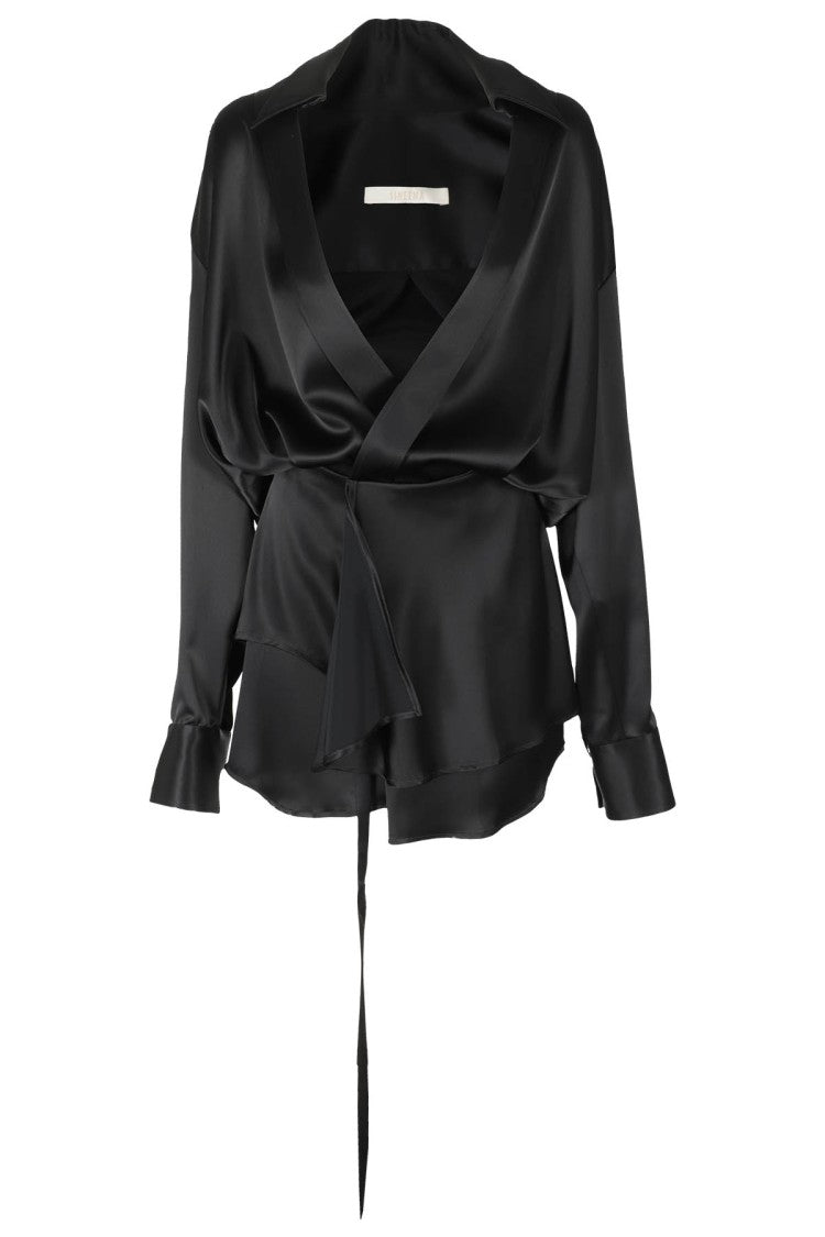 Ssheena Ssheena Black Chemisier Dress With Hidden Button Closure