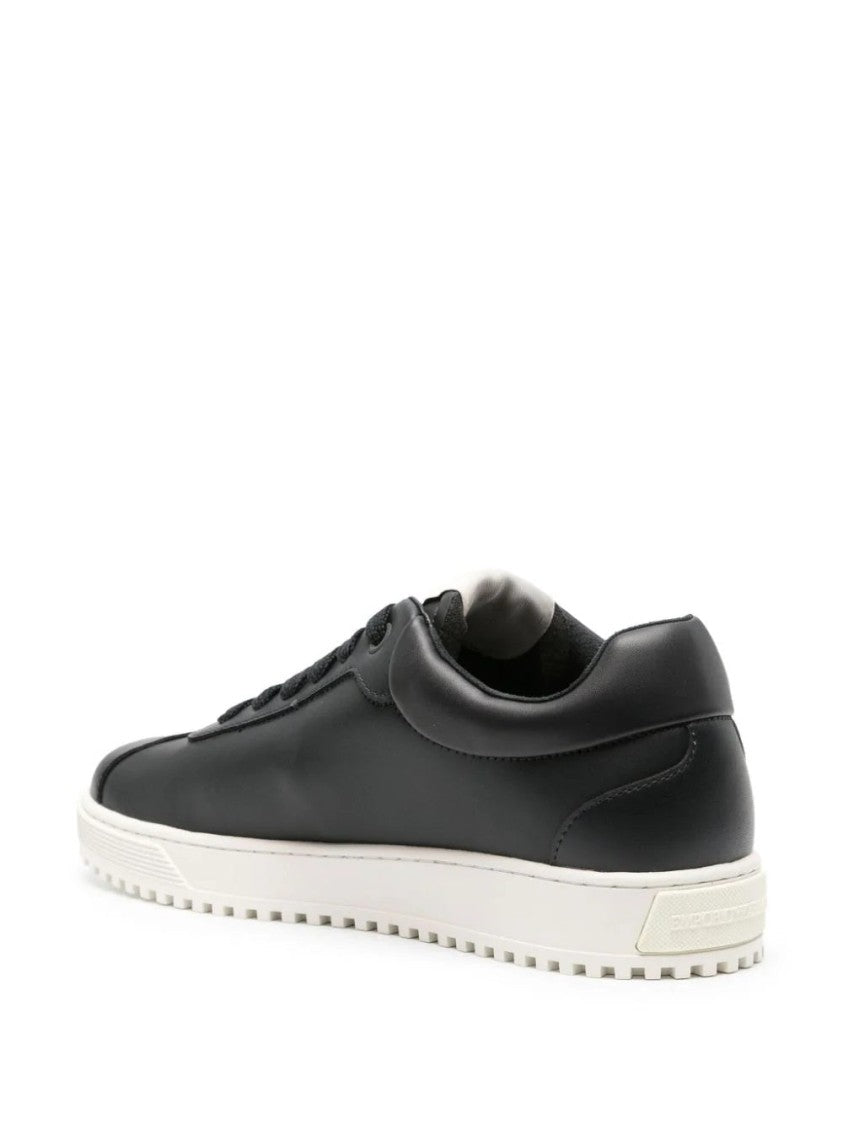 Emporio Armani Blue Trainers With Leather Upper And Rubber Sole