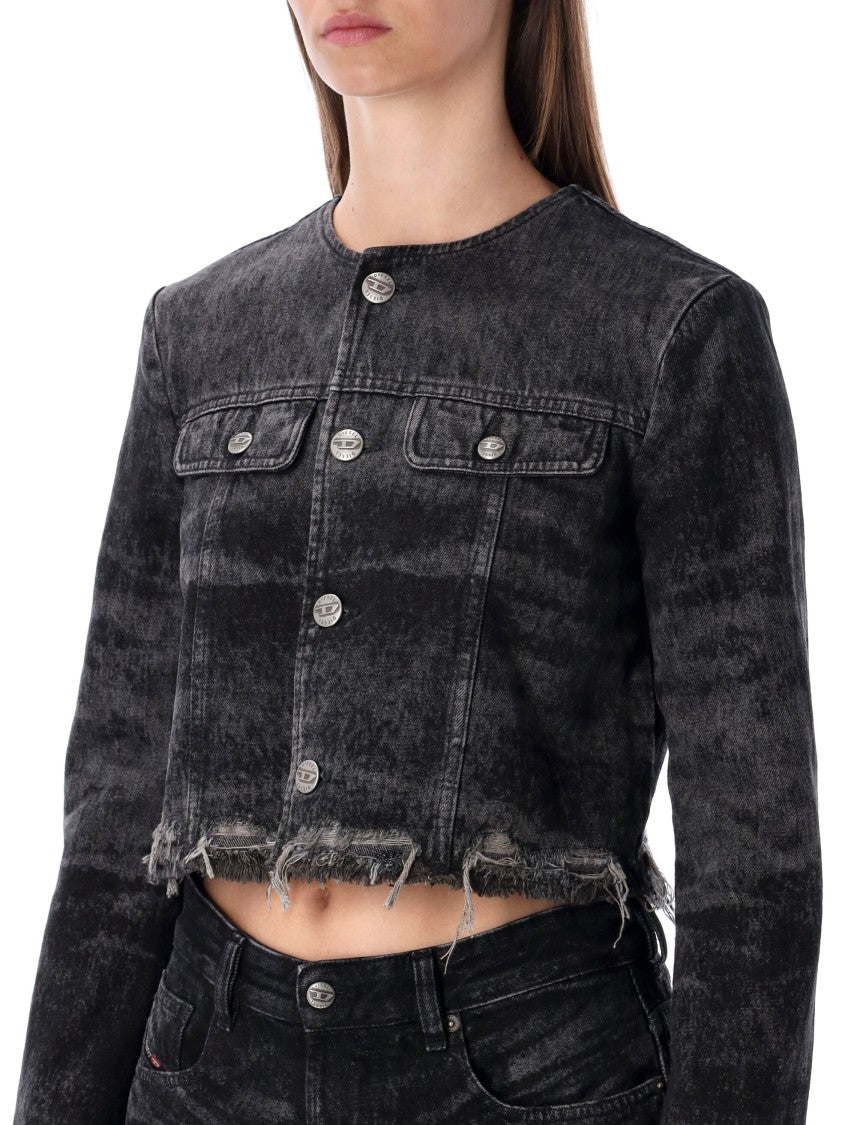Diesel Runway Cropped Black Denim Jacket
