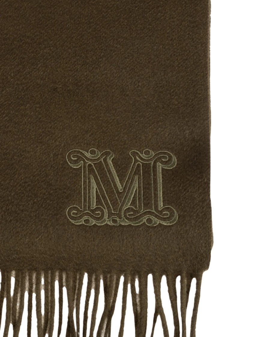 Max Mara Brown Dalia Fringed Cashmere Scarf