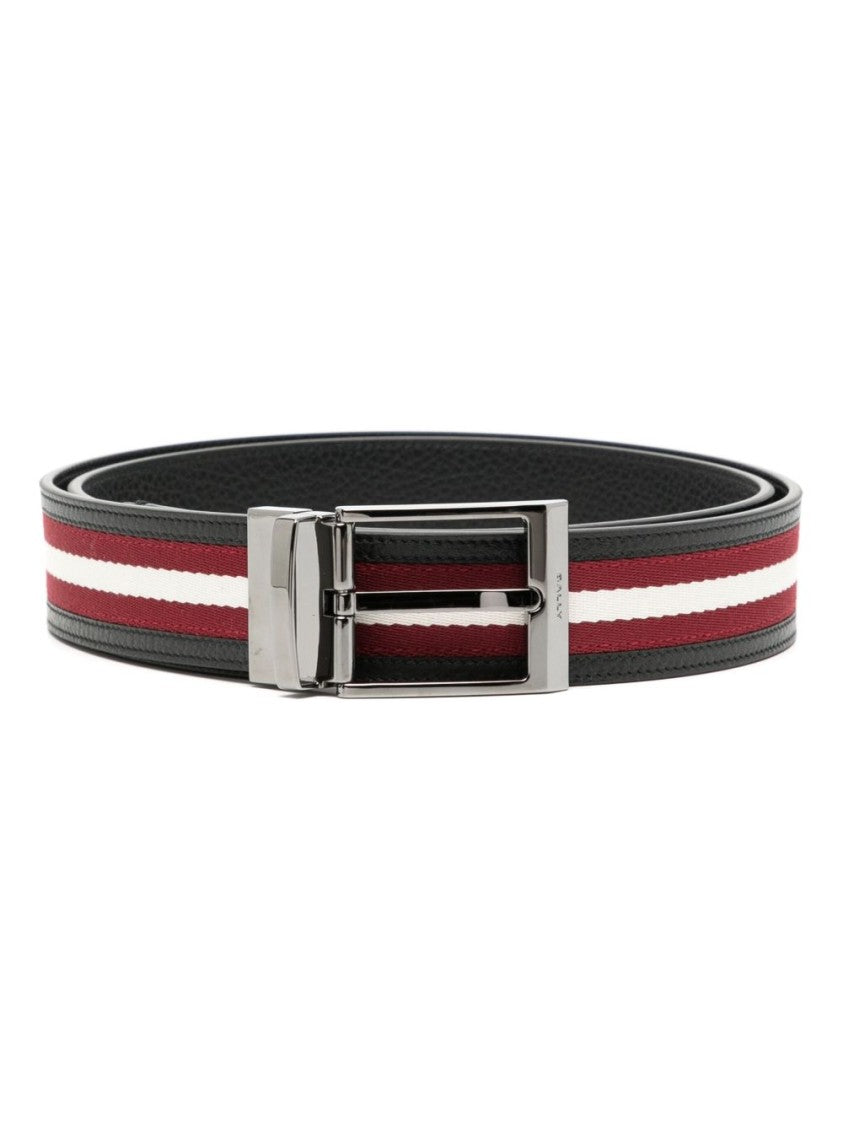 Bally Black Logo Detail Belt With Polished Finish