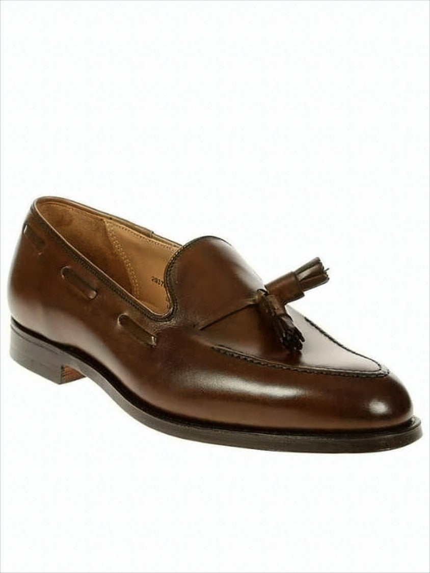 Crockett & Jones Polished Leather Tassel Loafers With Low Stacked Heel