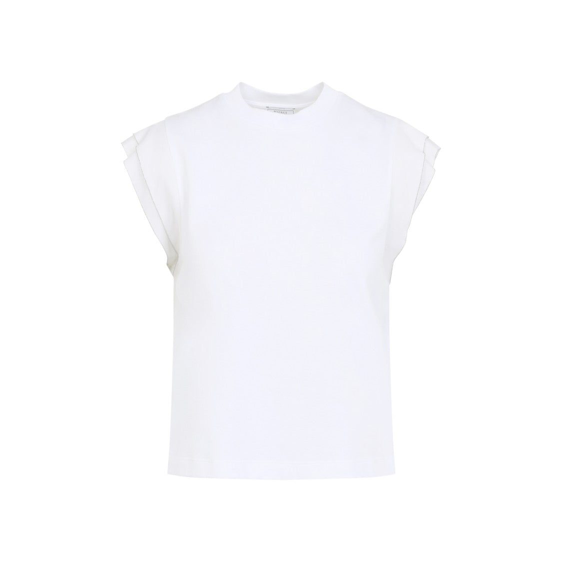Peserico Sleeveless White Top With Layered Ruffle Details