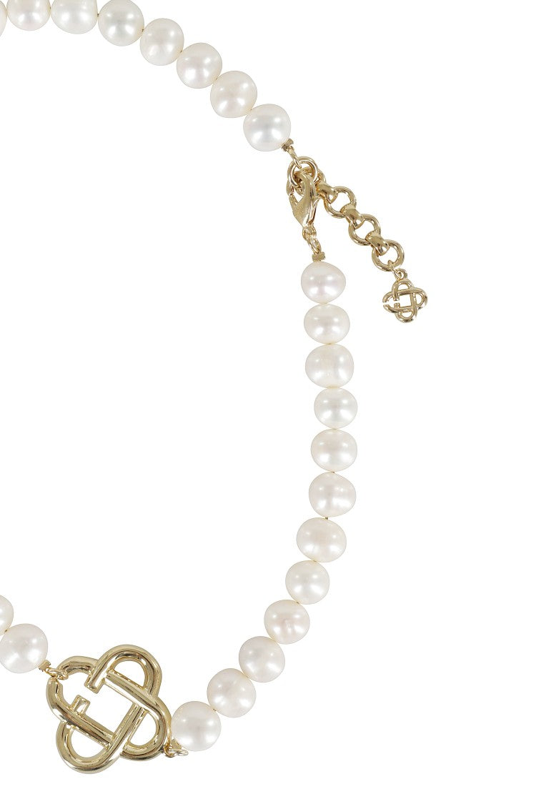 Casablanca Medium Pearl Logo Necklace