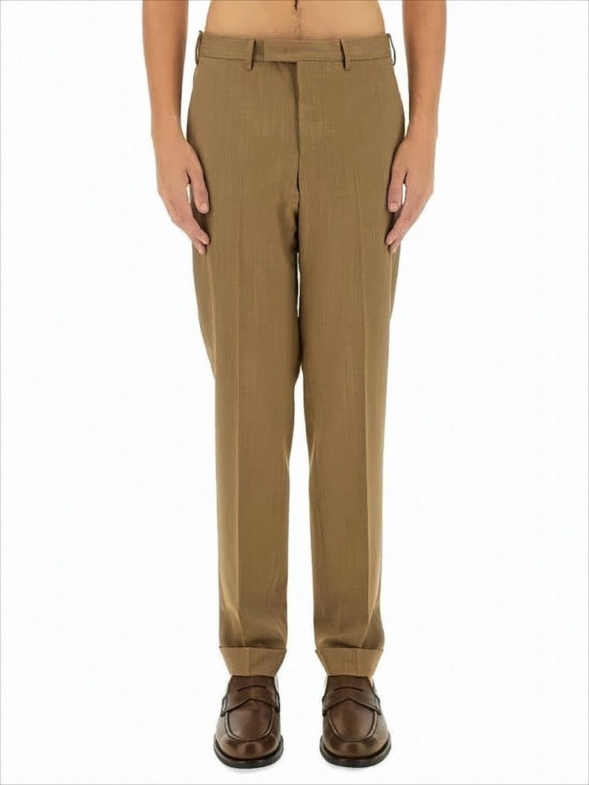 Pt Torino Tailored Brown Suit Pants With Straight-Leg Silhouette
