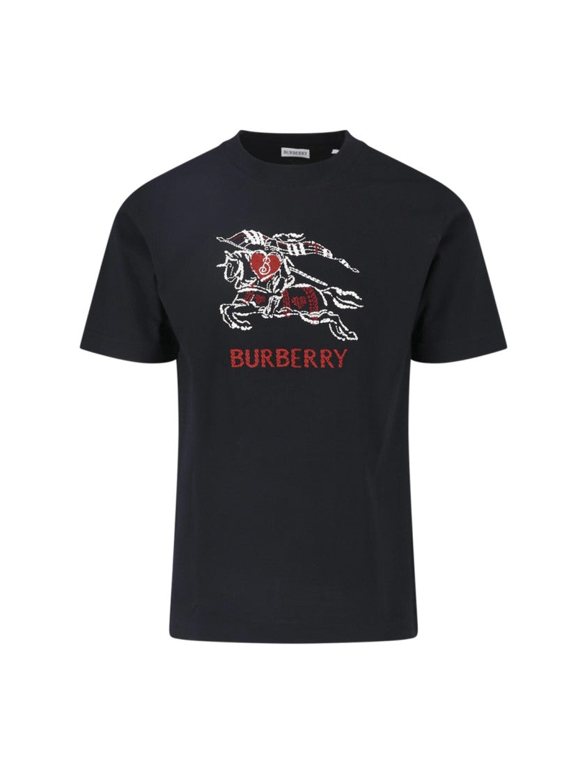 Burberry Black Ekd Cotton Printed T-Shirt