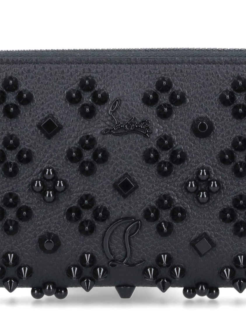 Christian Louboutin Continental Wallet In Textured Black Leather