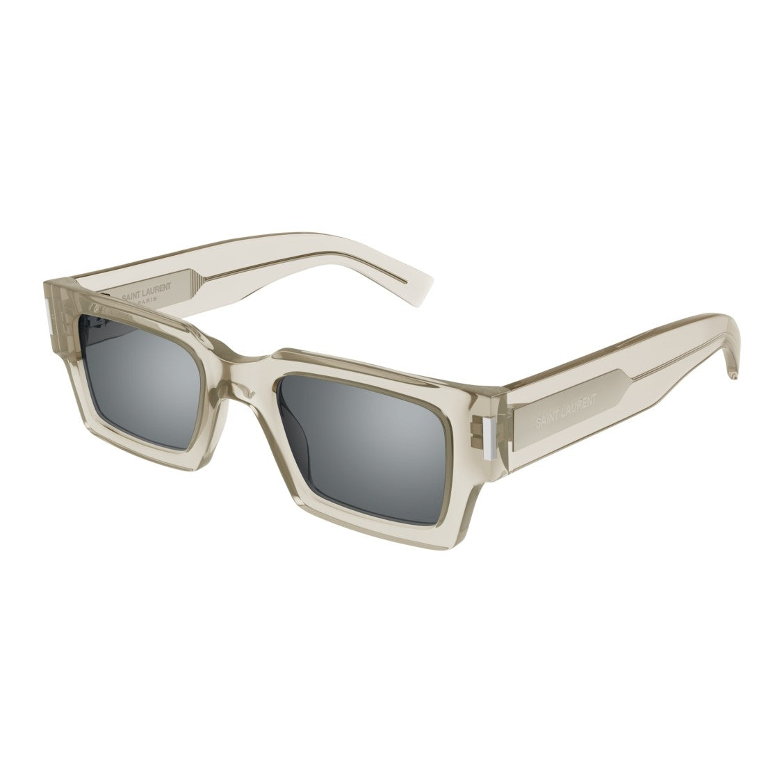 Saint Laurent Oversized Square Frame Sunglasses In Translucent Taupe