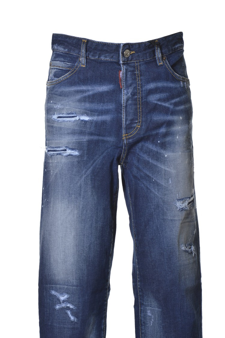 Dsquared2 Blue Denim Boston Wide Jeans