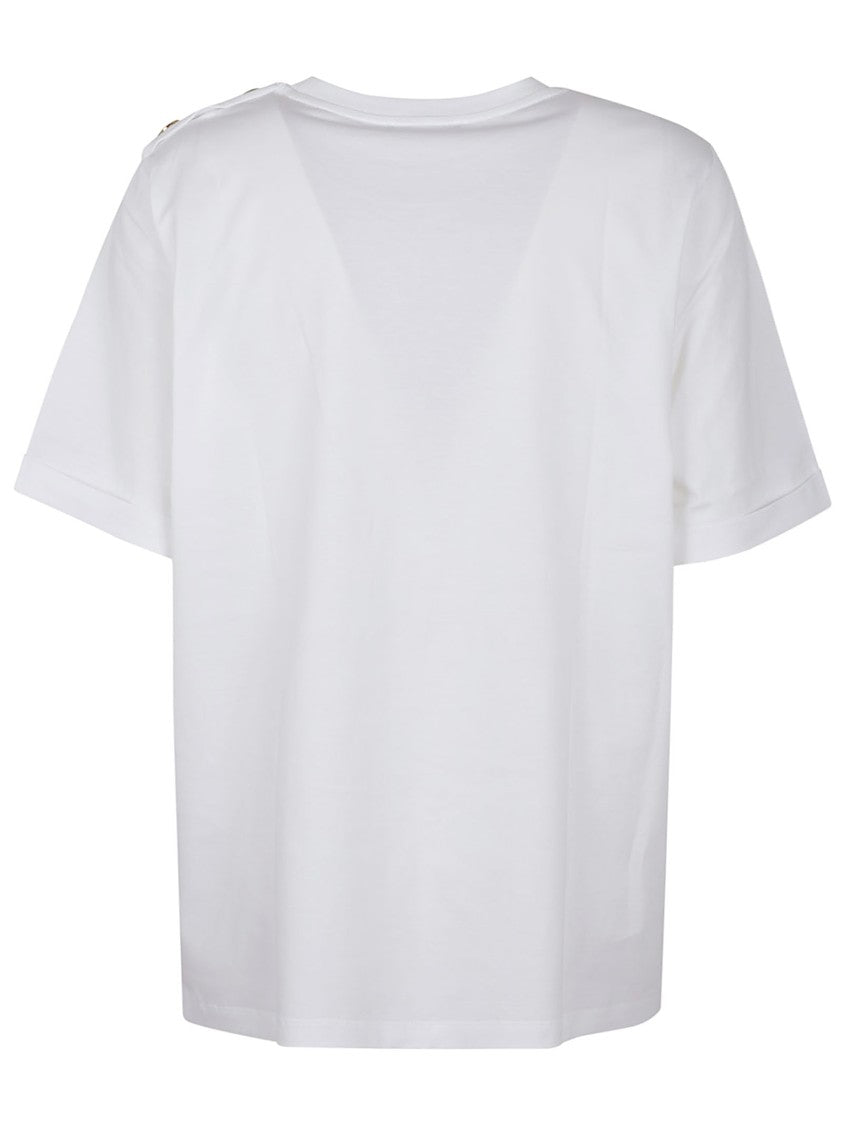 Balmain White Cotton T-Shirt With Lipstick Print