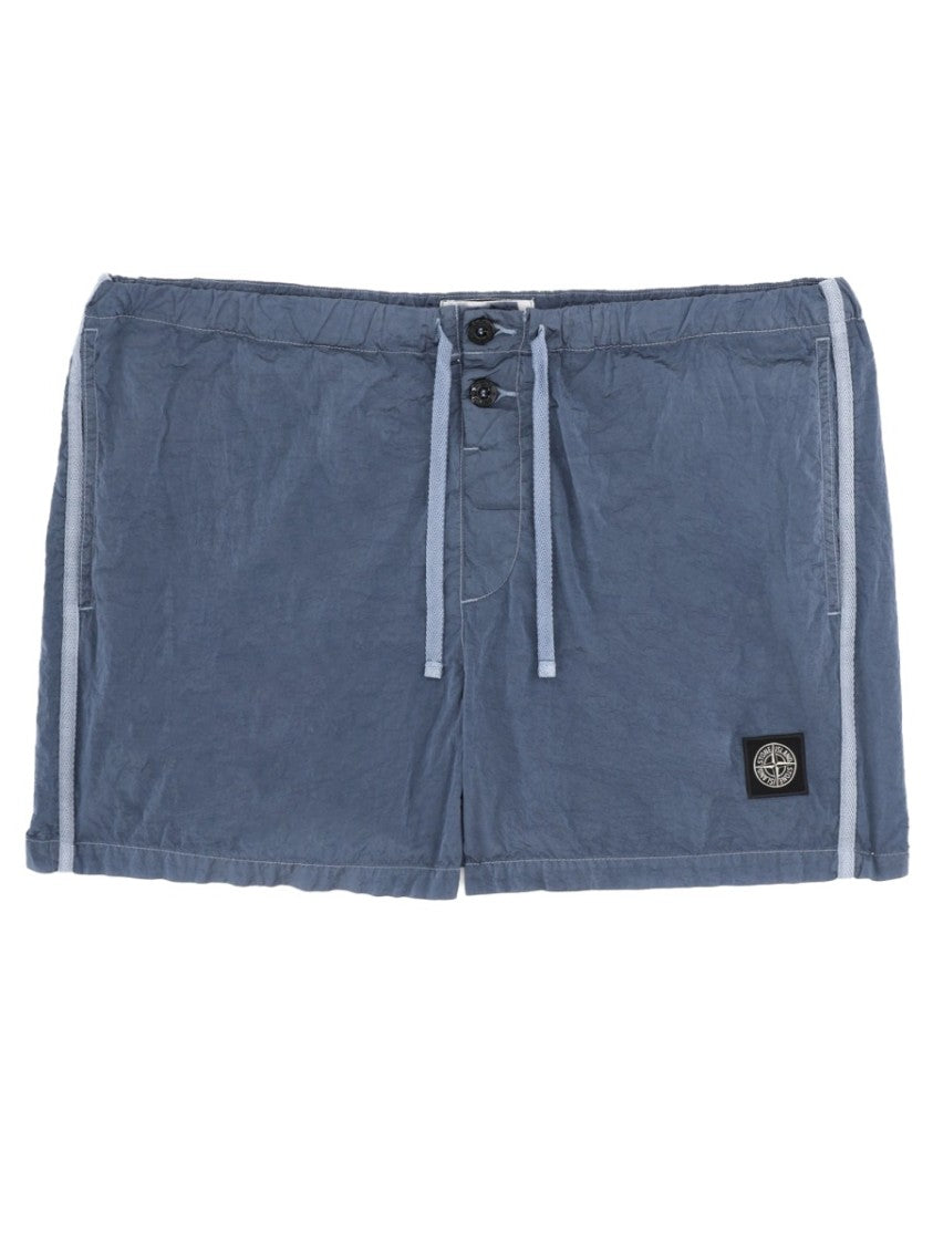 Stone Island Muted Blue Polyamide Logo Swim Shorts
