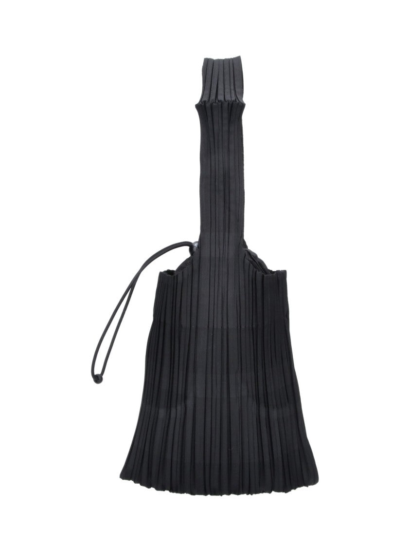 Pleats Please Issey Miyake Black Pleats Please Fabric Pleated Shoulder Bag