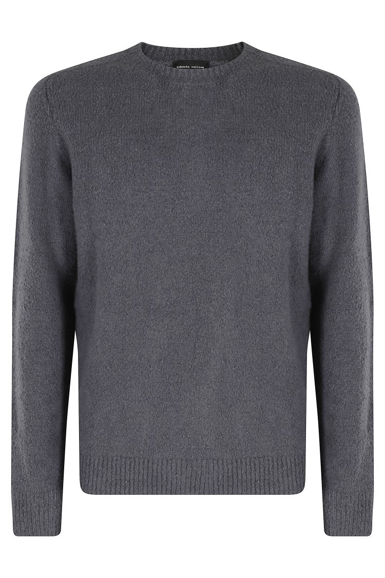 Roberto Collina Textured Knit Sweater In Subtle Iron Grey