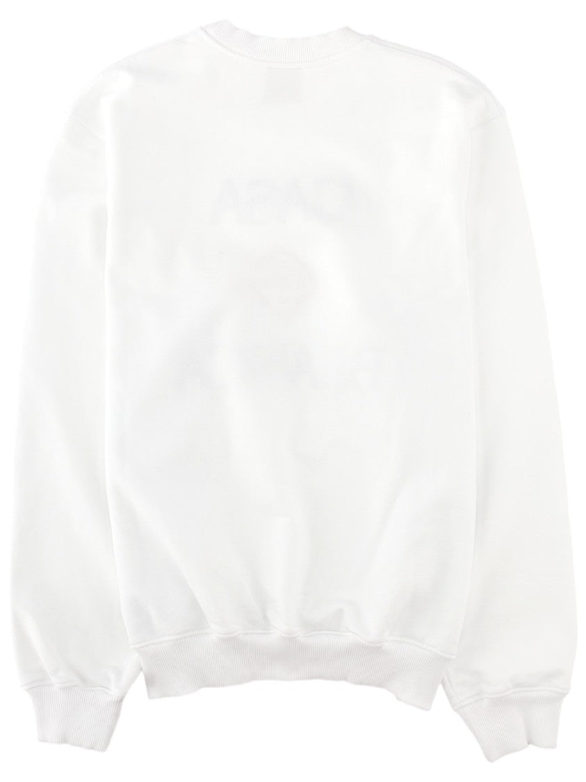 Casablanca Embroidered White Organic Cotton Sweatshirt