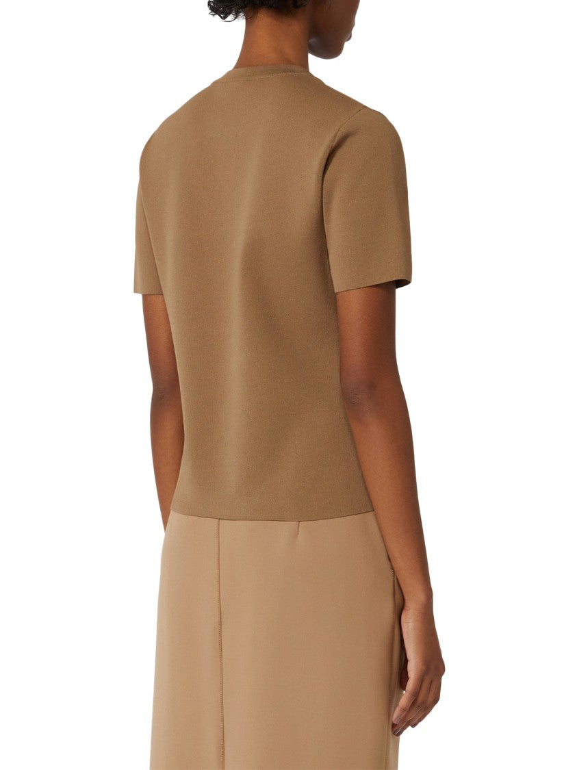 Max Mara Relaxed Brown T-Shirt With Embossed Logo