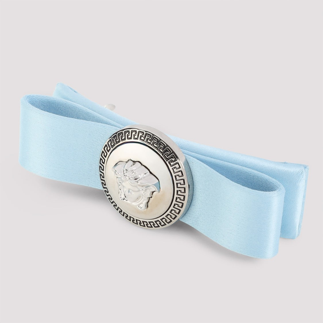 Versace Light Blue Satin Ribbon Hair Barrette