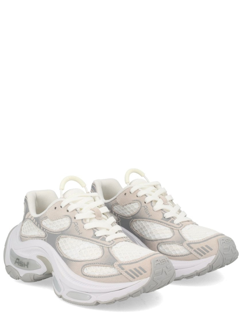 Ash White Dragon Leather Fabric Sneakers