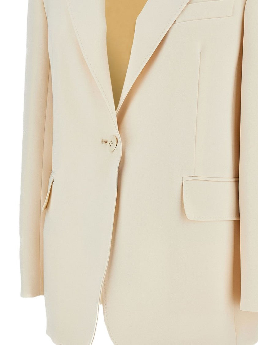 Max Mara Elongated Beige Jacket With Single-Button Placket