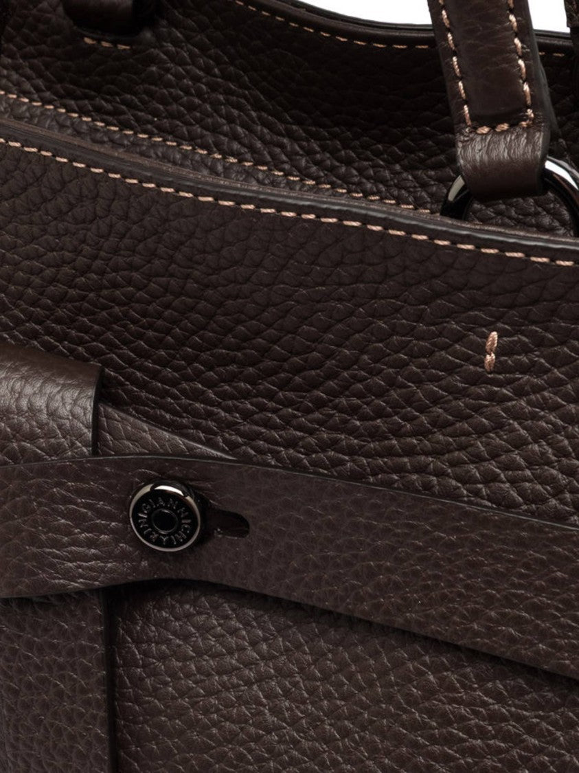 Gianni Chiarini Structured Textured Leather Handbag With Wrap-Around Belt Detail