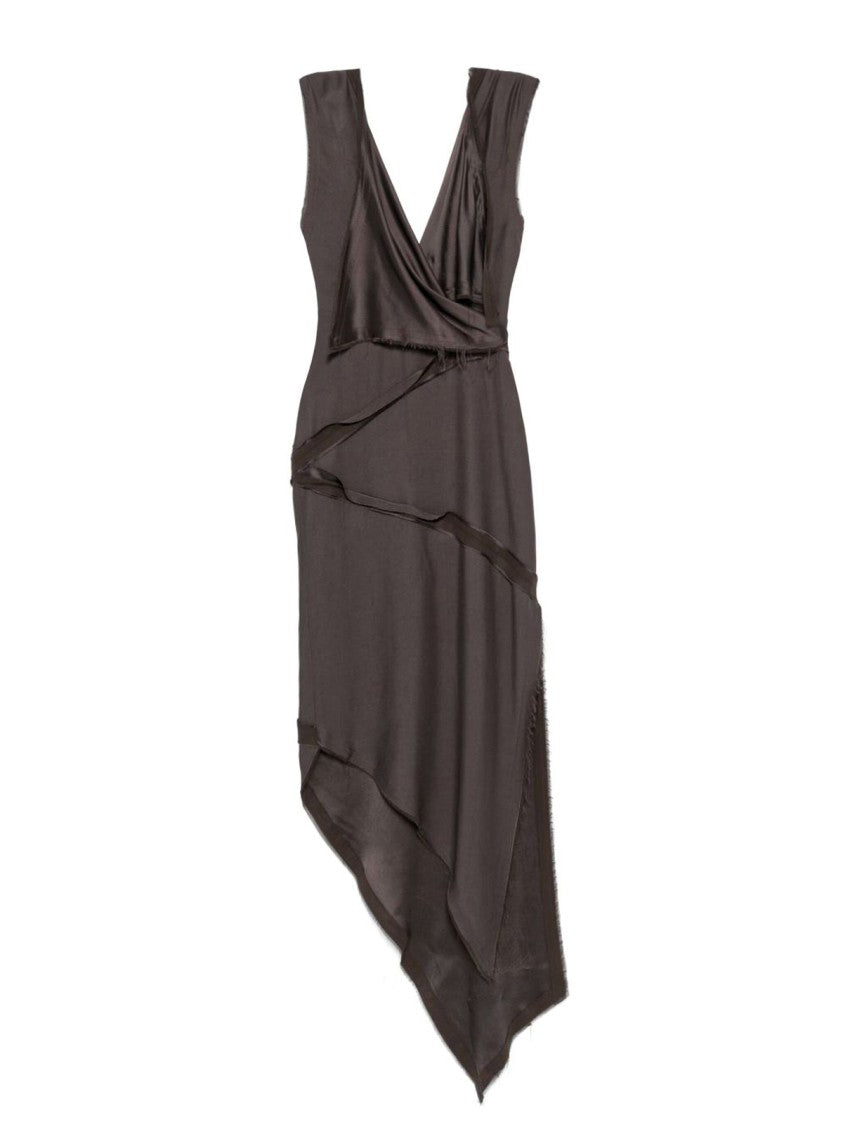 The Attico Asymmetrical Midi Dress With Deep V-Neckline