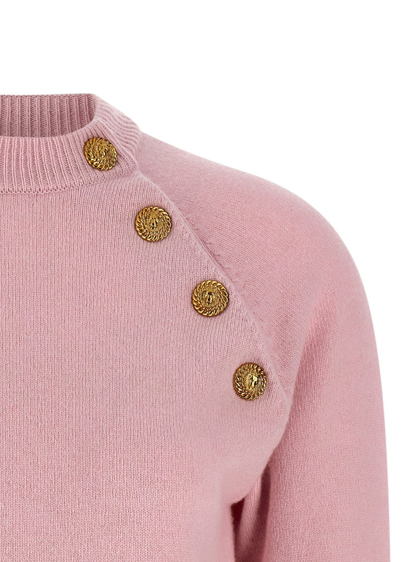 Balmain Cashmere Blend Sweater With Lion Head Buttons