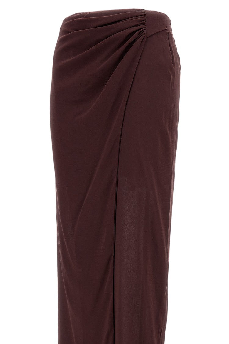 The Andamane Draped Midi Skirt With Concealed Zip And Side Split