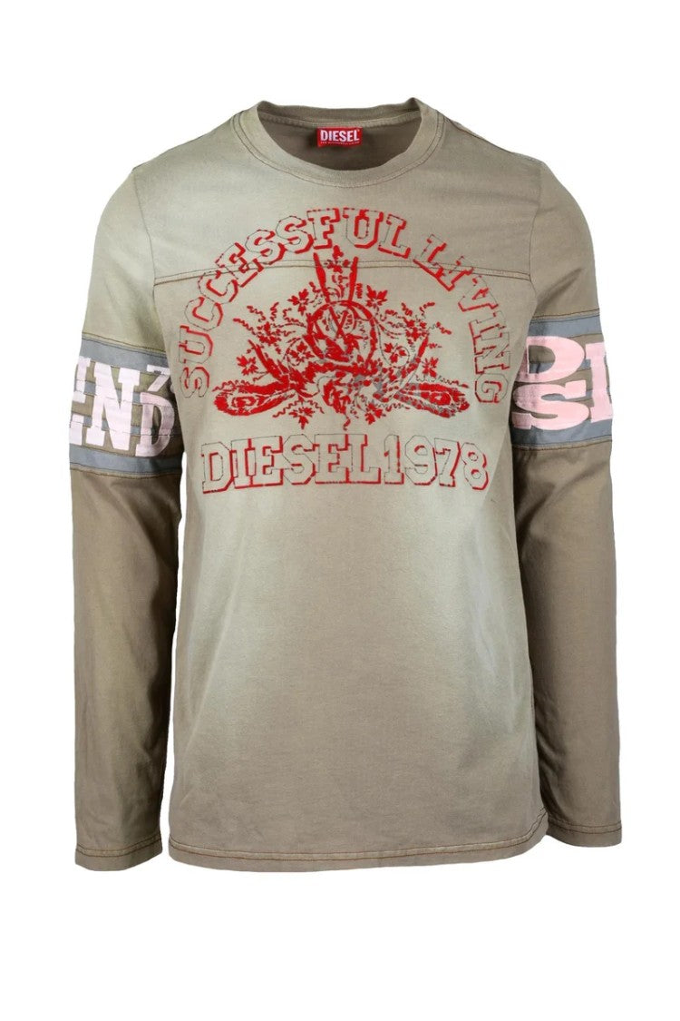 Diesel Long-Sleeve T-Shirt With Contrasting Sleeve Bands